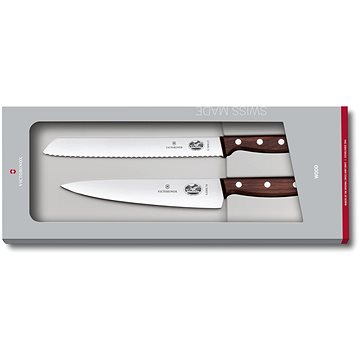 Victorinox sada kuchyňský nůž 19 cm a nůž na chleba 21 cm s dřevěnou rukojetí (5.1020.21G)