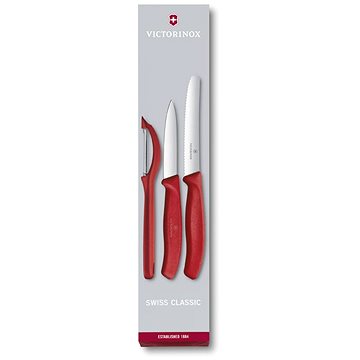 Victorinox sada 2ks nožů a škrabka Swiss Classic plast červený (6.7111.31)