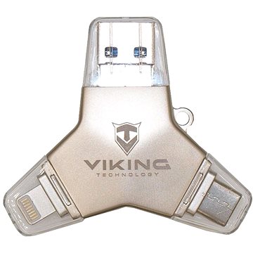 Viking USB Flash disk 3.0 4v1 64GB stříbrná (VUFII64S)