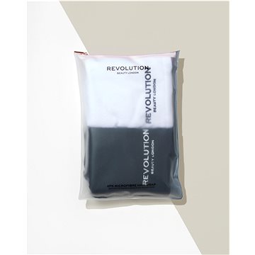 REVOLUTION HAIRCARE 2pk Plain Microfibre Hair Wraps - Black/White (5057566492133)