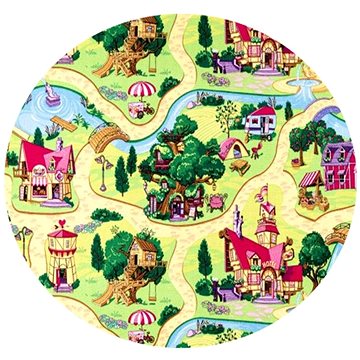 Dětský koberec Pohádková vesnice kruh (VOPI613nad)