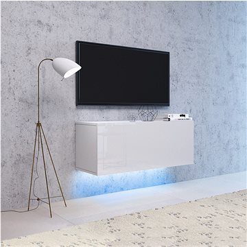 TV stolek VIVO 01 v bílé barvě ve vysokém lesku, včetne LED osvětlení (TVV100X11WMWG00032)