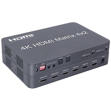 PremiumCord HDMI matrix switch 4:2 s audiem, 4Kx2K a FULL HD 1080p (khswit42e)