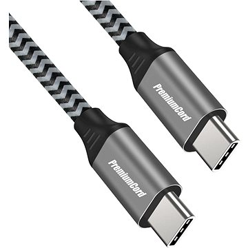 PremiumCord Kabel USB-C M/M, 100W 20V/5A 480Mbps bavlněný oplet 0,5m (ku31cw05)