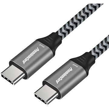 PremiumCord USB-C kabel ( USB 3.2 GEN 2, 3A, 60W, 20Gbit/s ) bavlněný oplet 1m (ku31cr1)