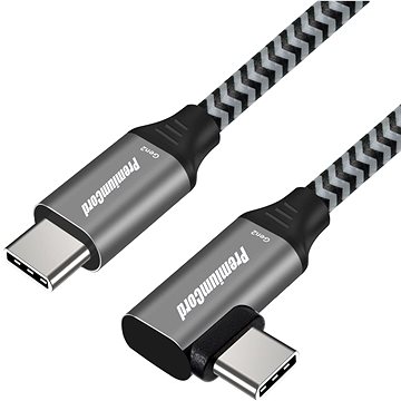 PremiumCord USB-C zahnutý kabel ( USB 3.2 GEN 2, 3A, 60W, 20Gbit/s ) bavlněný oplet 0,5m (ku31cu05)