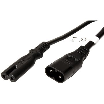 OEM kabel síťový prodlužovací 2pinový, C7/C8, 2m, černý (97201)