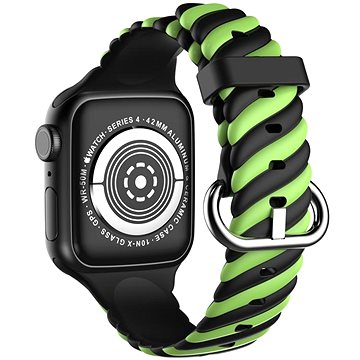 Drakero Silikonový řemínek TWIST pro Apple Watch 38mm / 40mm / 41mm černo-zelený (10289-38)