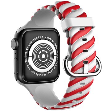 Drakero Silikonový řemínek TWISTpro Apple Watch 42mm / 44mm / 45mm / Ultra 49mm červeno-bílý (10288-42)
