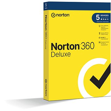 Norton 360 Deluxe 50GB, VPN, 1 uživatel, 5 zařízení, 24 měsíců (elektronická licence) (21435535)