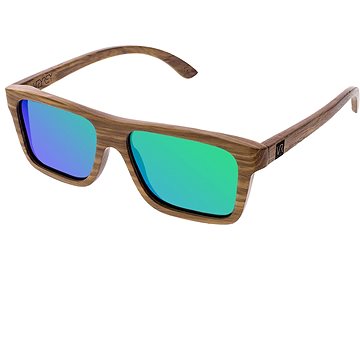 VeyRey Dřevěné sluneční brýle hranaté Forest zelená skla (74161)