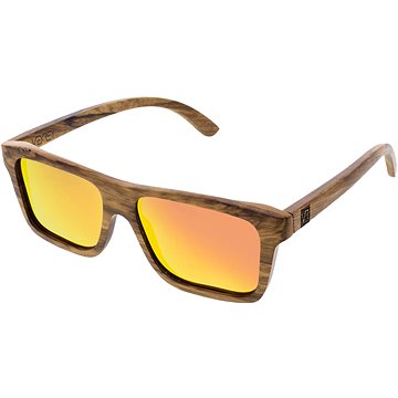 VeyRey Dřevěné sluneční brýle hranaté Forest červená skla (74165)