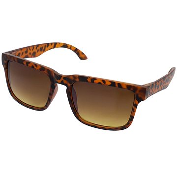 OEM Hranaté sluneční brýle hranaté Gear žíháné oranžové obroučky průhledná hnědá skla (37840)