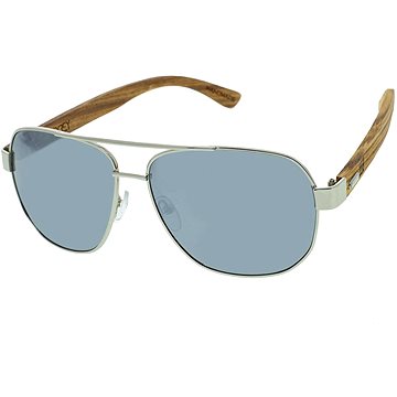 VeyRey Dřevěné sluneční brýle pilotky Pent stříbrná skla (54789)