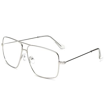 VeyRey Brýle s čirými skly hranaté Eileen stříbrné (69962)