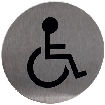 Znak rozlišovací "WC-invalidé", O 75 mm, samolepící, nerez (148313)