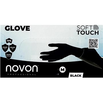 Novon Professional Jednorázové rukavice černé vel. M 100 ks (4251485906851)