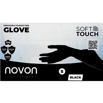 Novon Professional Jednorázové rukavice bezpudrové černé vel. S 100 ks (4251485906844)