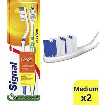 SIGNAL Antiplaque zubní kartáček středně tvrdý 2 ks (8718114047928)