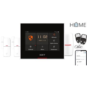 iGET HOME Alarm X5 - inteligentní zabezpečovací systém Wi-Fi s dotykovým LCD, aplikace iGET HOME, se (X5)