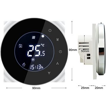 iQtech SmartLife GCLW-B, WiFi termostat pro bojlery a kotle s bezpotenciálovým spínáním, černý (IQTGCLW-B)