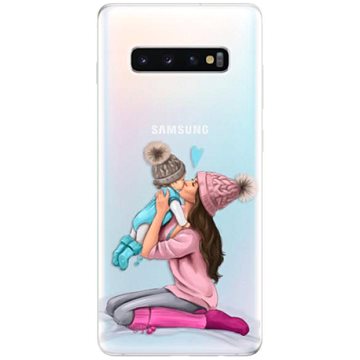 iSaprio Kissing Mom - Brunette and Boy pro Samsung Galaxy S10+ (kmbruboy-TPU-gS10p)