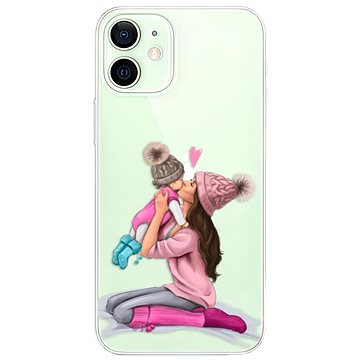 iSaprio Kissing Mom - Brunette and Girl pro iPhone 12 mini (kmbrugirl-TPU3-i12m)