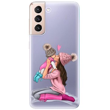 iSaprio Kissing Mom - Brunette and Girl pro Samsung Galaxy S21 (kmbrugirl-TPU3-S21)