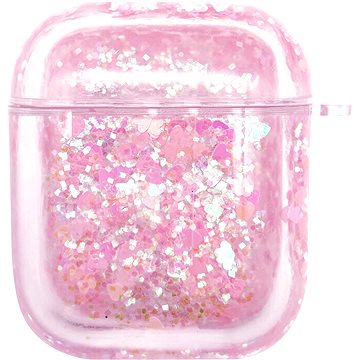iWill PC Protective Liquid Floating Glitter Apple Airpods Case Heart Pink (iWillf1)