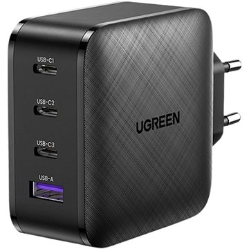 UGREEN GaN 65W Wall Charger (3x USB-C + 1x USB-A) Black (70774)