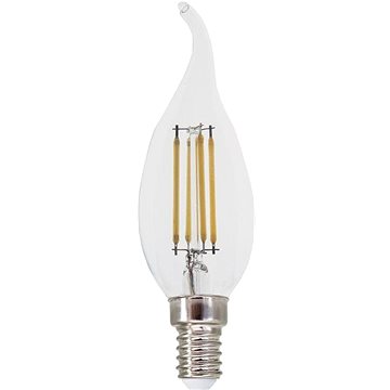 LED Filament žárovka čirá Candle Flame C35 4W/230V/E14/4000K/490Lm/360° (FLAM4NWTIP)