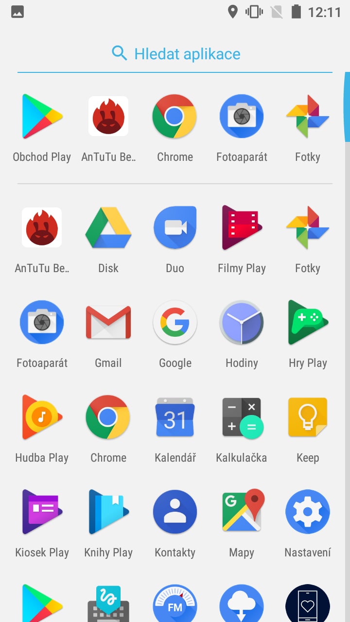Nokia 3, screenshot, menu aplikací