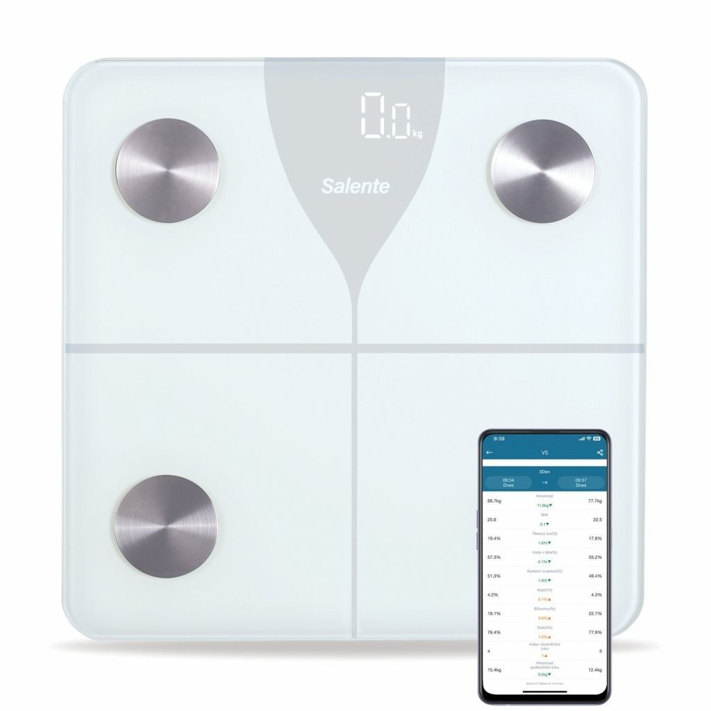 Salente SlimFit, osobní fitness Bluetooth váha, bílá