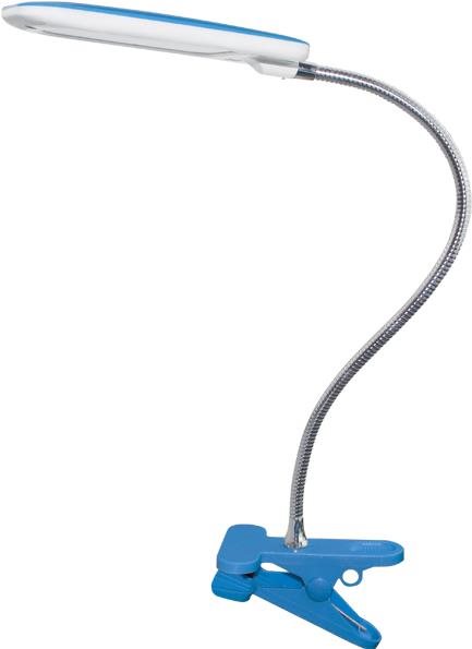 LED stolní lampička s vypínačem a klipem BAZ 5W/230V/4000K/340Lm/120°/IP20, modrá