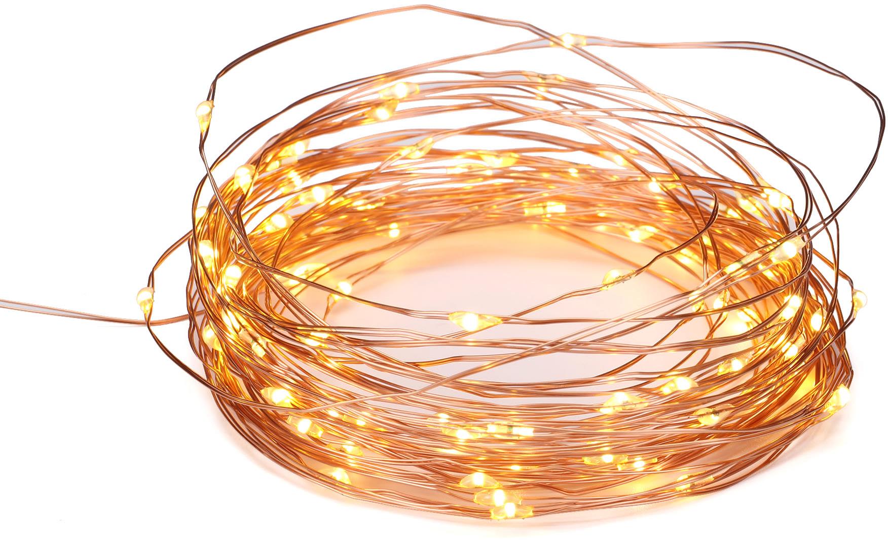 AcaLighting LED dekorační měděná girlanda teplá bílá 20 m IP44 venkovní