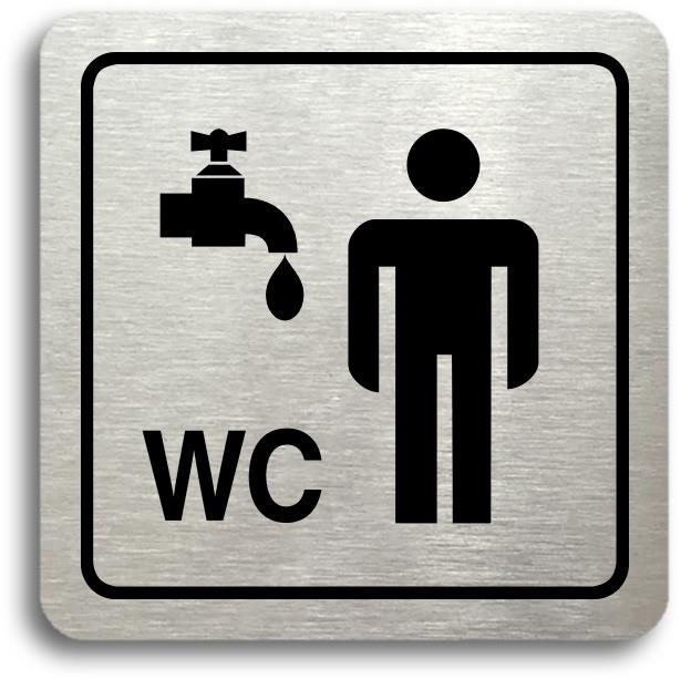 Accept Piktogram "umývárna, WC muži" (80 × 80 mm) (stříbrná tabulka - černý tisk)