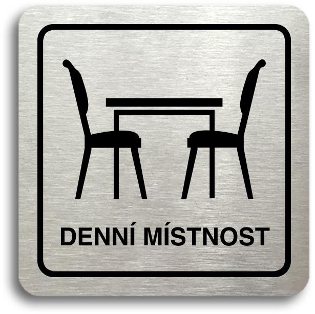 Accept Piktogram "denní místnost" (80 × 80 mm) (stříbrná tabulka - černý tisk)