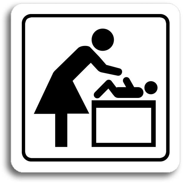 Accept Piktogram "přebalovací pult" (80 × 80 mm) (bílá tabulka - černý tisk)