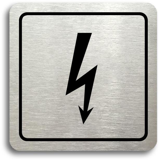 Accept Piktogram "elektrické zařízení" (80 × 80 mm) (stříbrná tabulka - černý tisk)