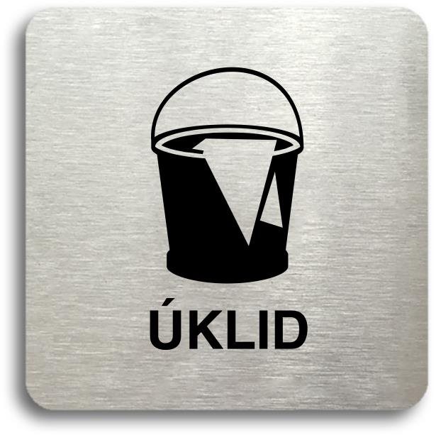 Accept Piktogram "úklid" (80 × 80 mm) (stříbrná tabulka - černý tisk bez rámečku)