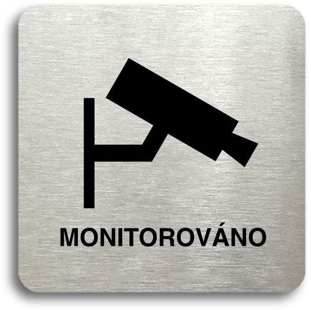 Accept Piktogram "monitorováno" (80 × 80 mm) (stříbrná tabulka - černý tisk bez rámečku)