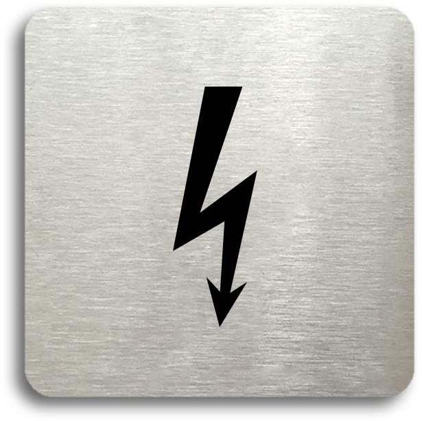 Accept Piktogram "elektrické zařízení" (80 × 80 mm) (stříbrná tabulka - černý tisk bez rámečku)