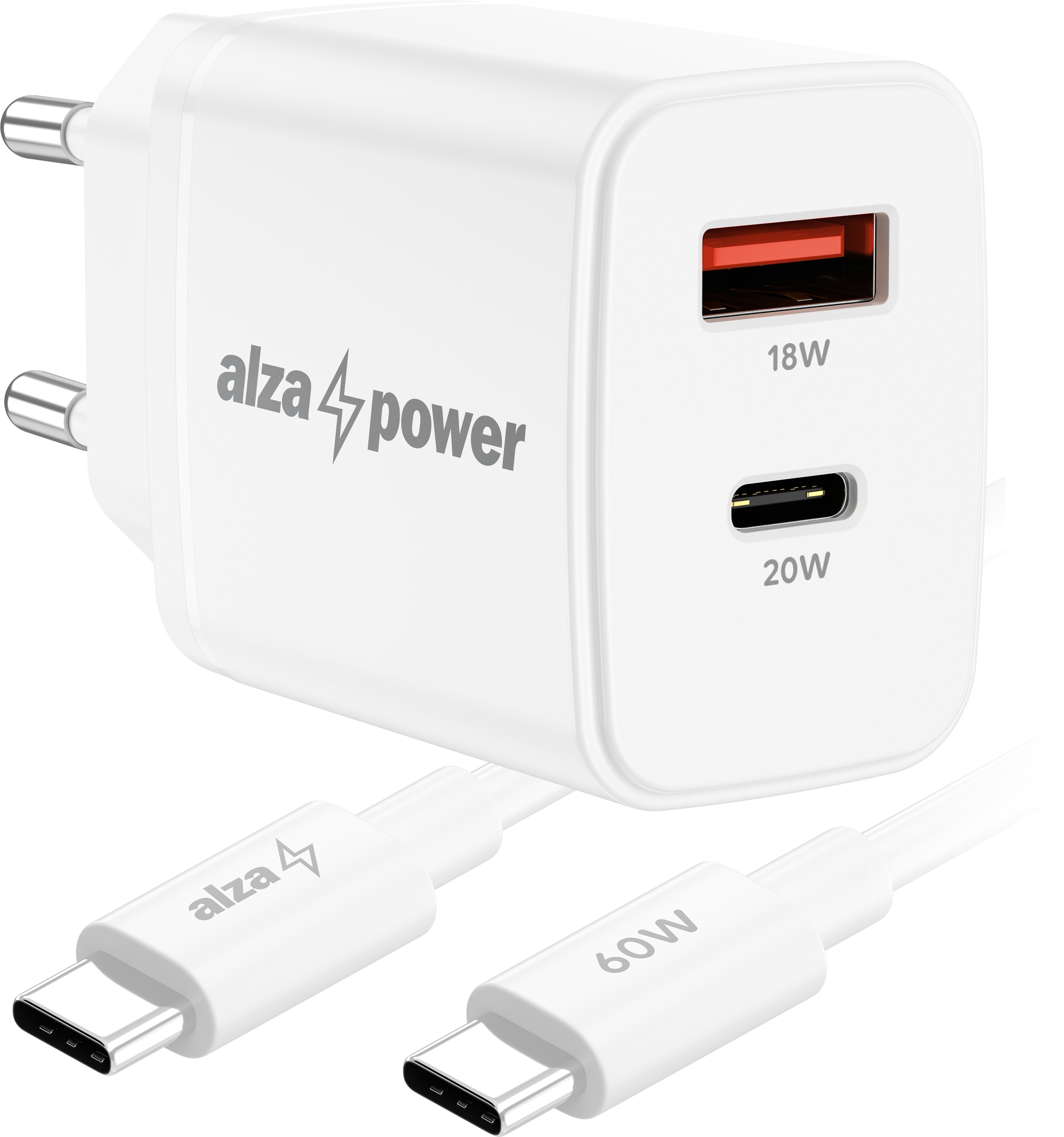 AlzaPower Compact SET A530 (20W + USB-C/C 60W Cable) bílá