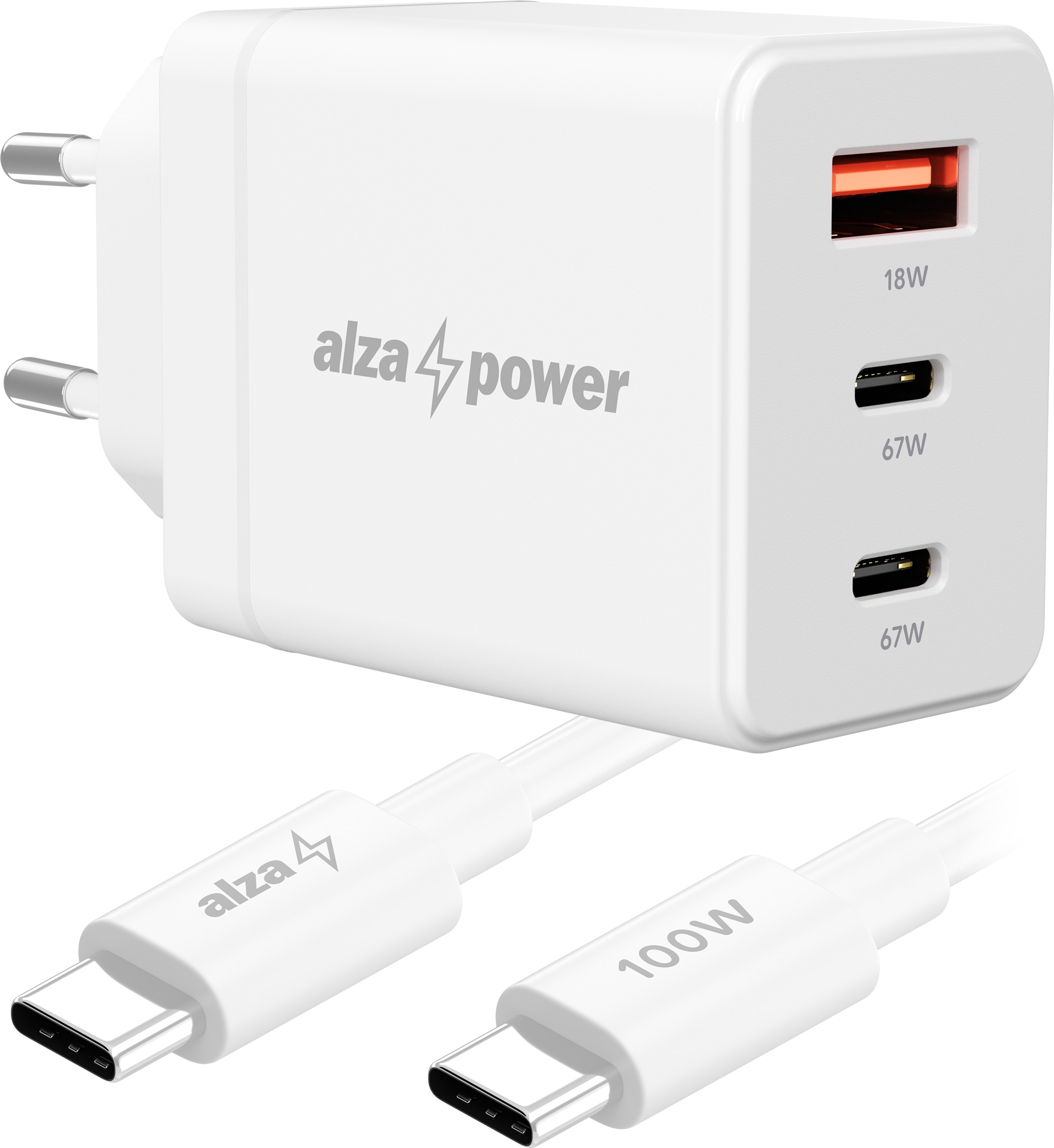 AlzaPower Ultimate SET X500 (67W + USB-C/C 100W Cable) bílá