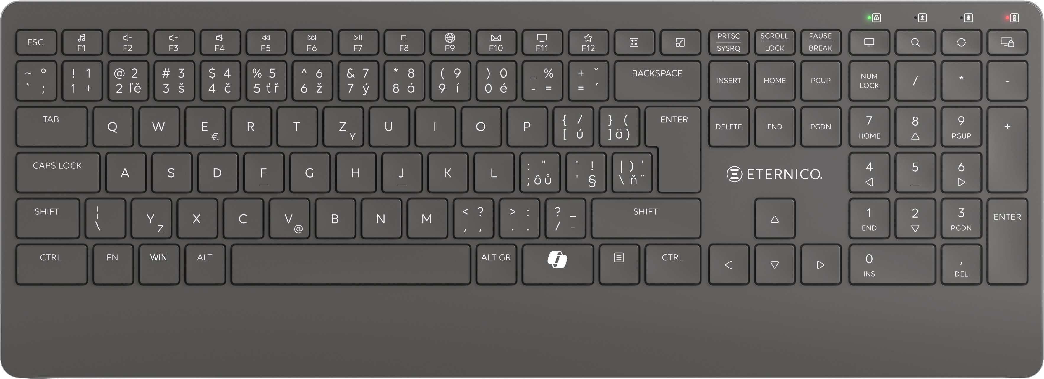 Eternico Wireless Keyboard KS2360 CZ/SK - Klasický Design se Světelnými Klávesami