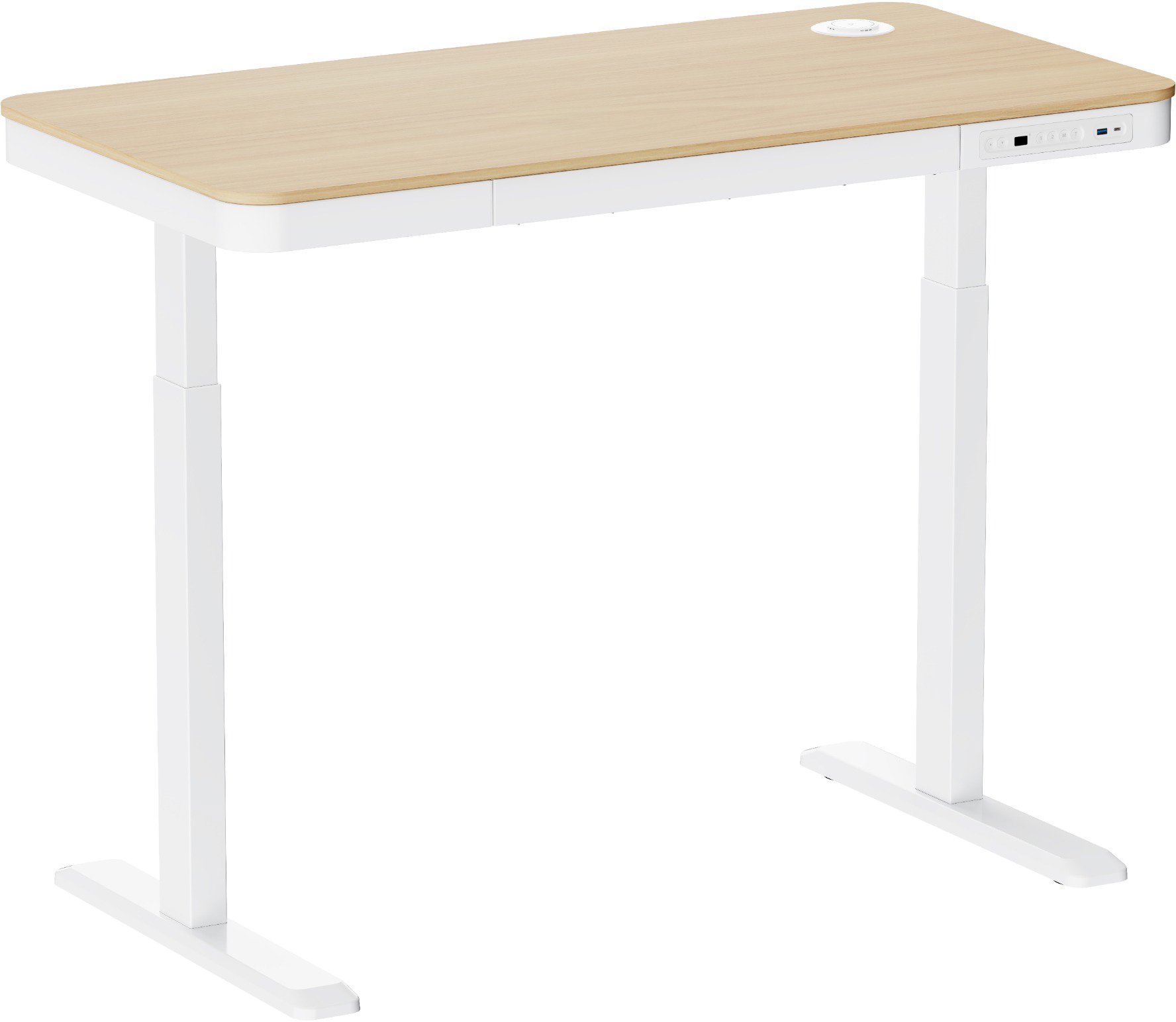 AlzaErgo Table ET6 AiO Charge 118x60 cm bílý stůl s deskou lamino bříza