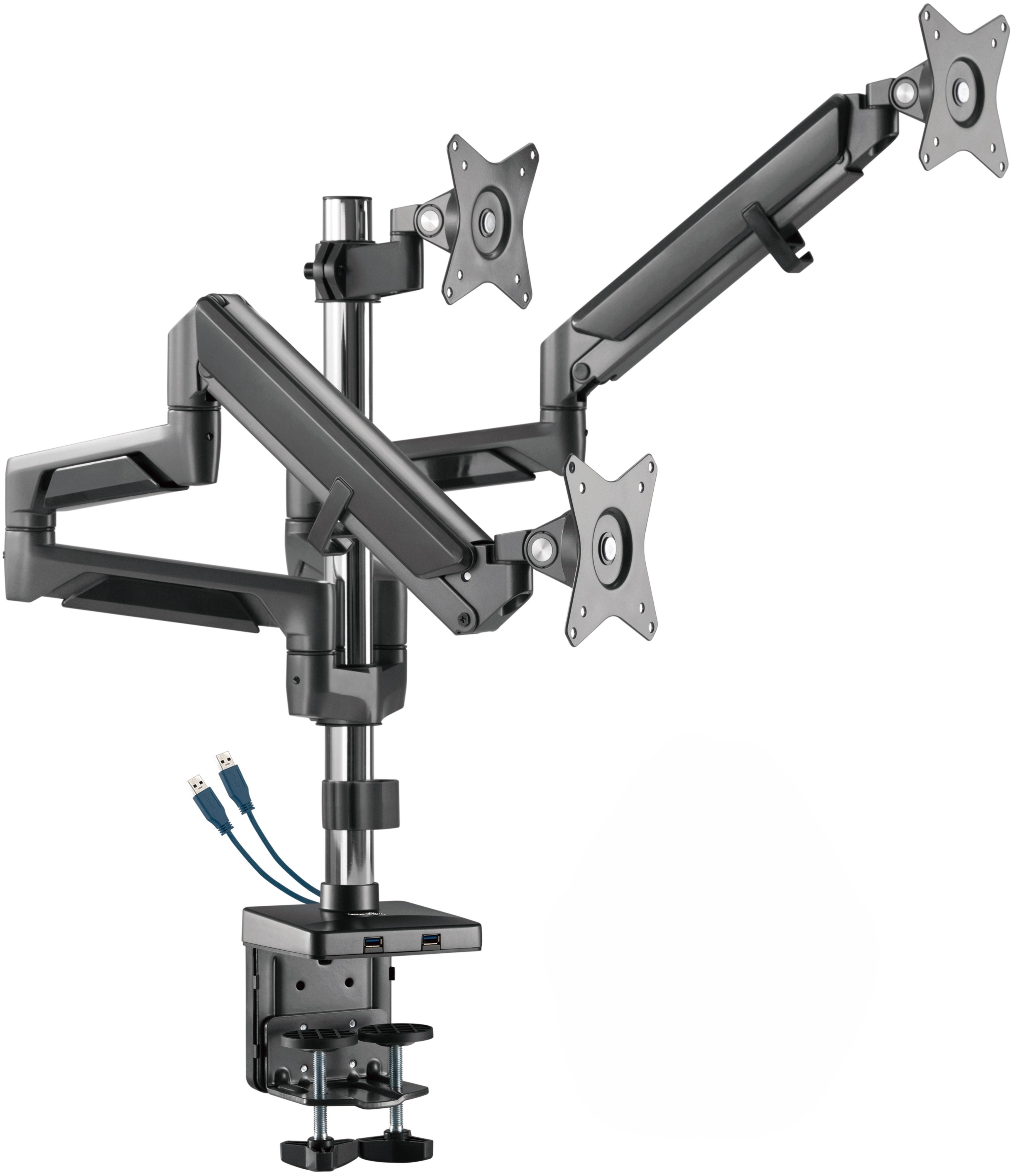 Držák monitoru AlzaErgo Arm T130B Premium USB ve vesmírně černé barvě