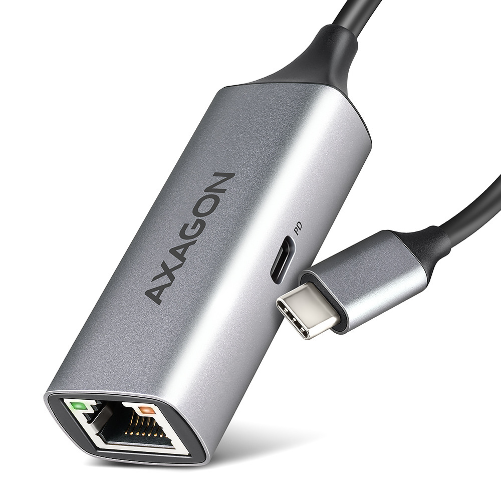 AXAGON ADE-TXPD - Gigabit Ethernet LAN síťová karta, USB-C 5 Gbps, PD 100W