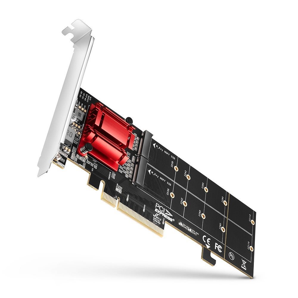 AXAGON PCEM2-ND, 2x internal M.2 NVMe slot, PCIe controller, RAID