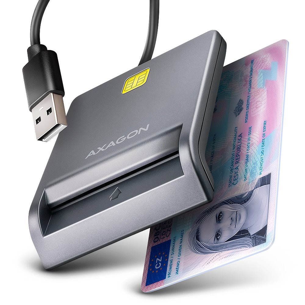 AXAGON CRE-SM3T Smart card / ID card FlatReader, USB-A cable 1.3 m